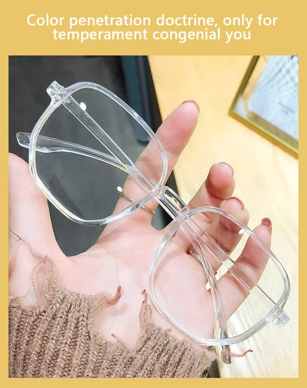 Transparent Anti Blue Light Glasses Women Large Frame Square Eyewear Oversize Computer Glasses Men Non prescription Eyeglasses