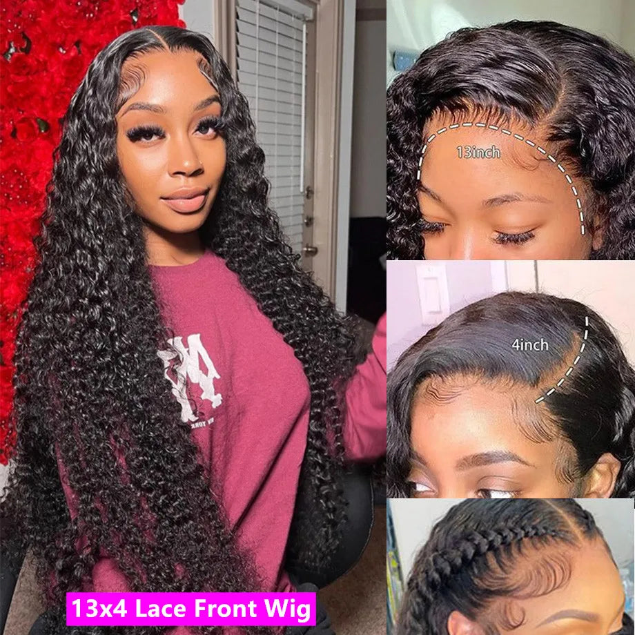 Deep Wave 30 40 Inch HD Lace Frontal Human Hair Wigs Loose Curly 13x6 Lace Frontal Unit Water Wave 360 Lace Front