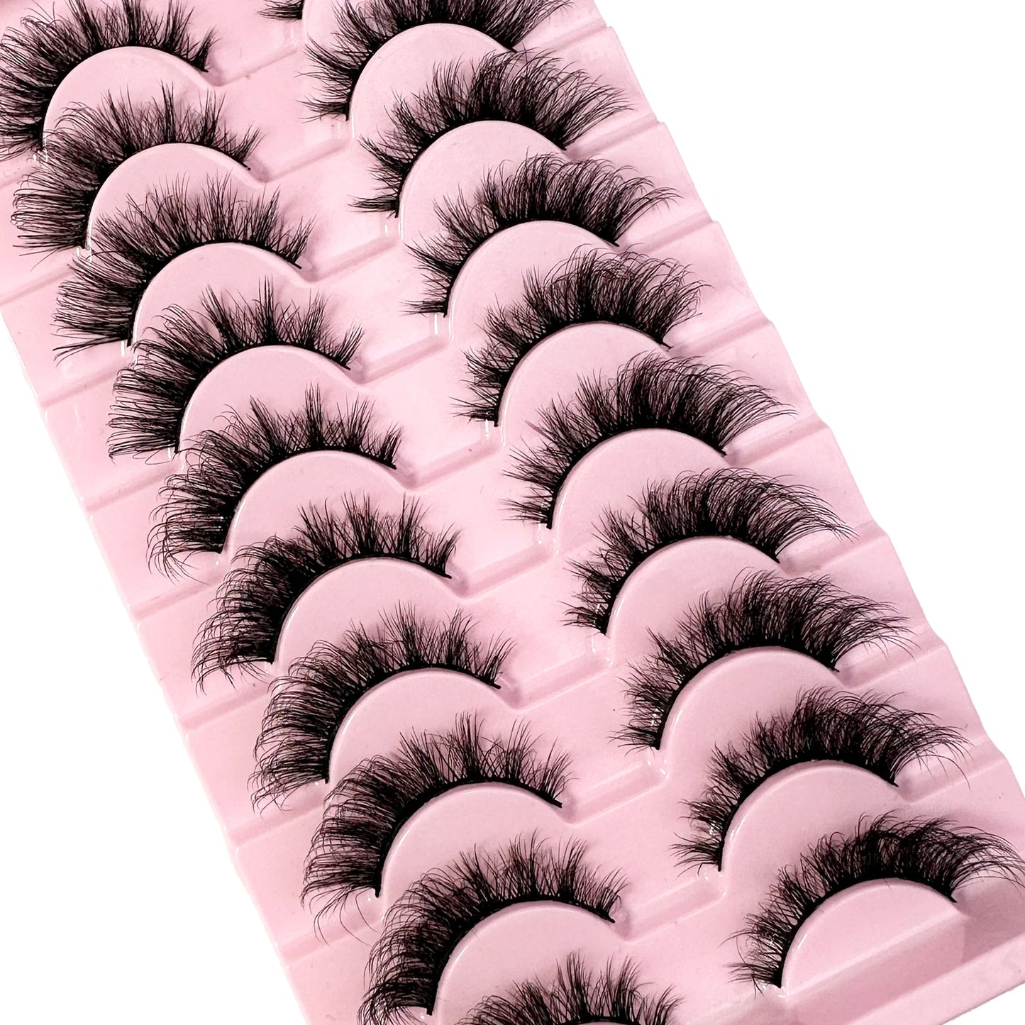 New 10Pairs Cat Eye Lashes Faux Mink Eyelashes Natural long Manga Lashes Winged End Eye Elongated Eyelashes Fake Lashes Makeup