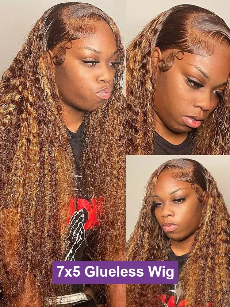 Loose Deep Wave 13X5 Wig Human Hair Ready To 13X4 13x6 Lace Closure Curly Highlight Ombre 4/27 Preplucked Hairline Pre Cut