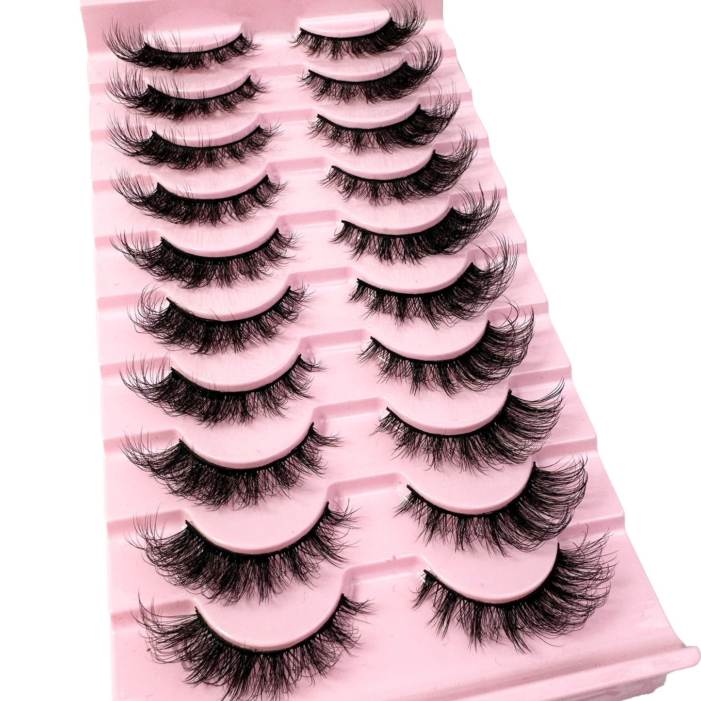 New 10Pairs Cat Eye Lashes Faux Mink Eyelashes Natural long Manga Lashes Winged End Eye Elongated Eyelashes Fake Lashes Makeup