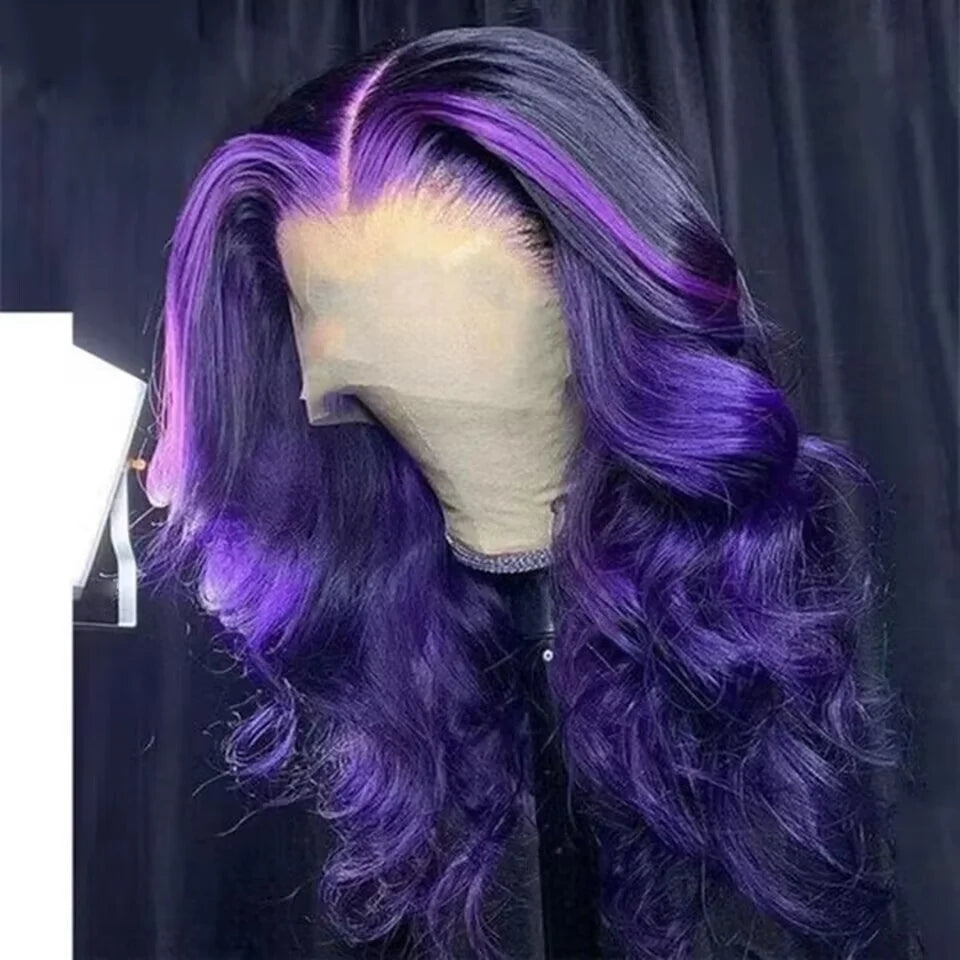 Clearance Sale Wigs Purple Human Hair Wig 13x4 Lace Frontal Wig Purple Colored Wigs 13x4x1 Lace T Part Wig 180 Density